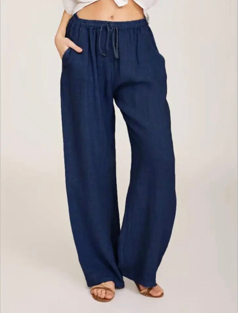Lightweight Beige Women's Linen Pants
