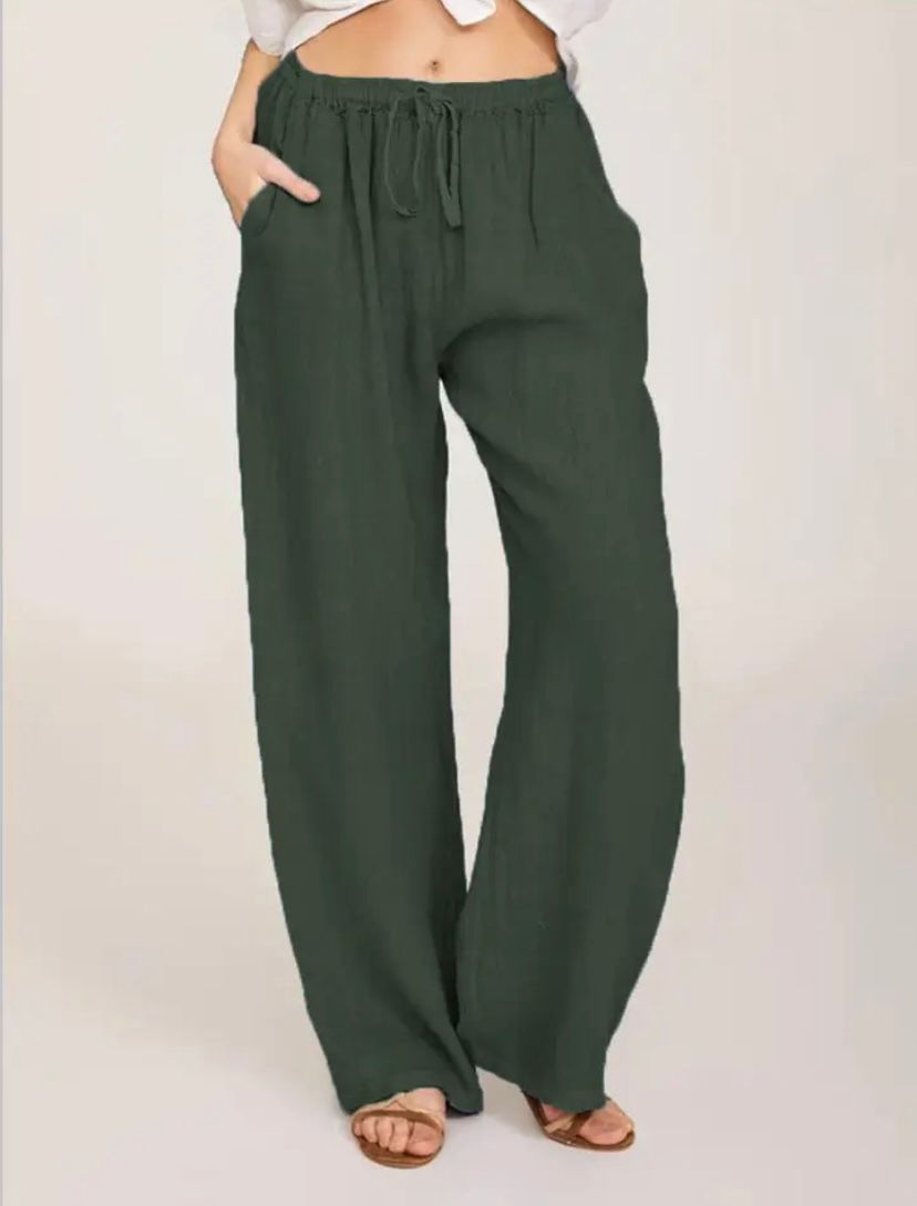 Lightweight Beige Women's Linen Pants