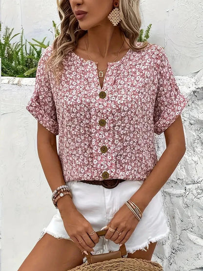 Pretty Floral V-Neck Blouse