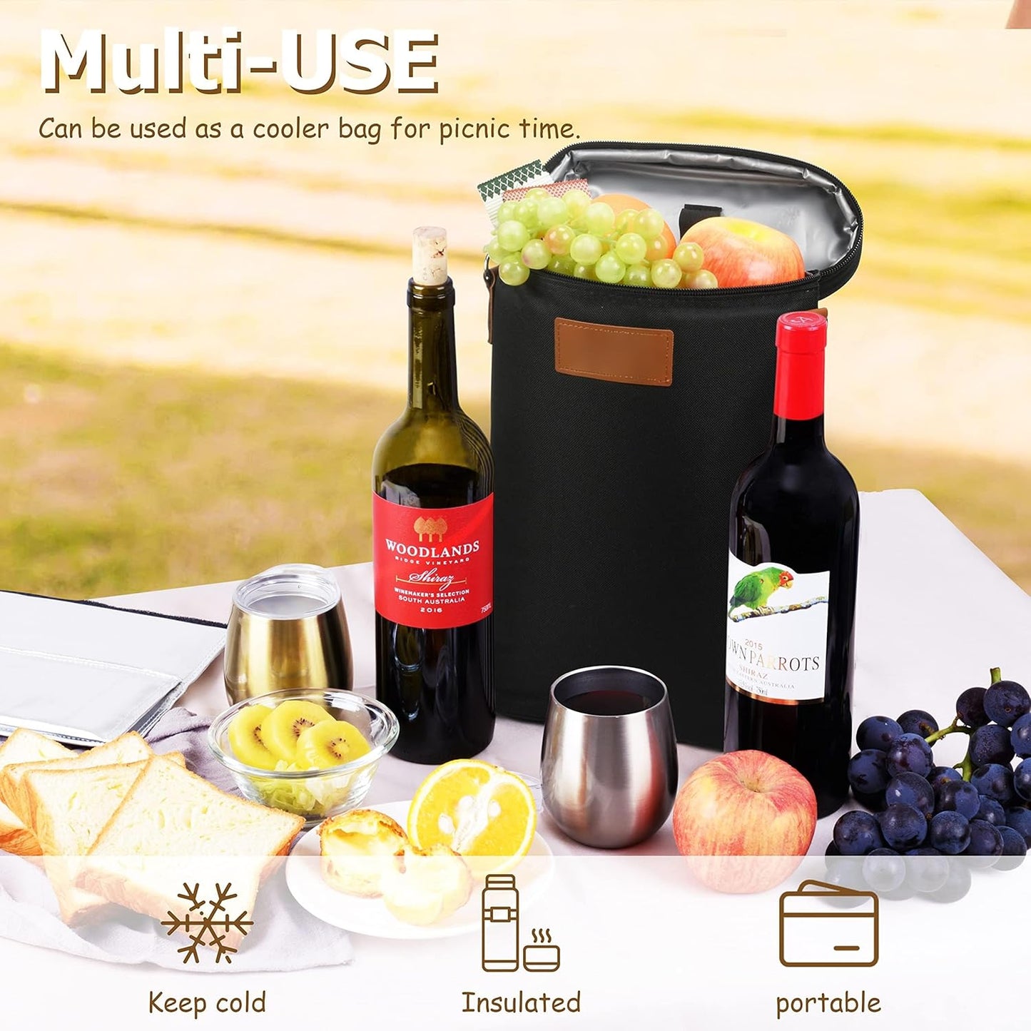 Wine Cooler Bag for Men & Women | Insulated Dual-Bottle Carrier 1