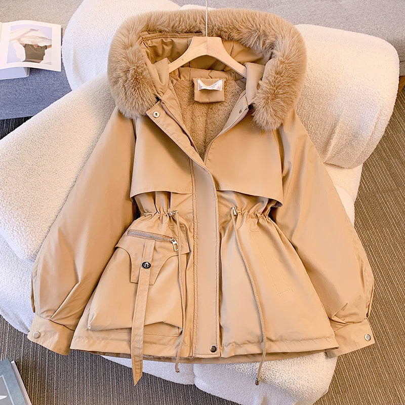 Warm Parka Coat with Faux Fur Trim for Women