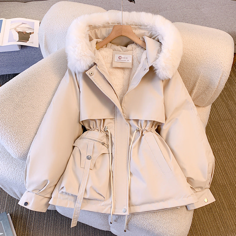 Warm Parka Coat with Faux Fur Trim for Women