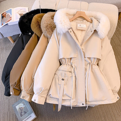 Warm Parka Coat with Faux Fur Trim for Women