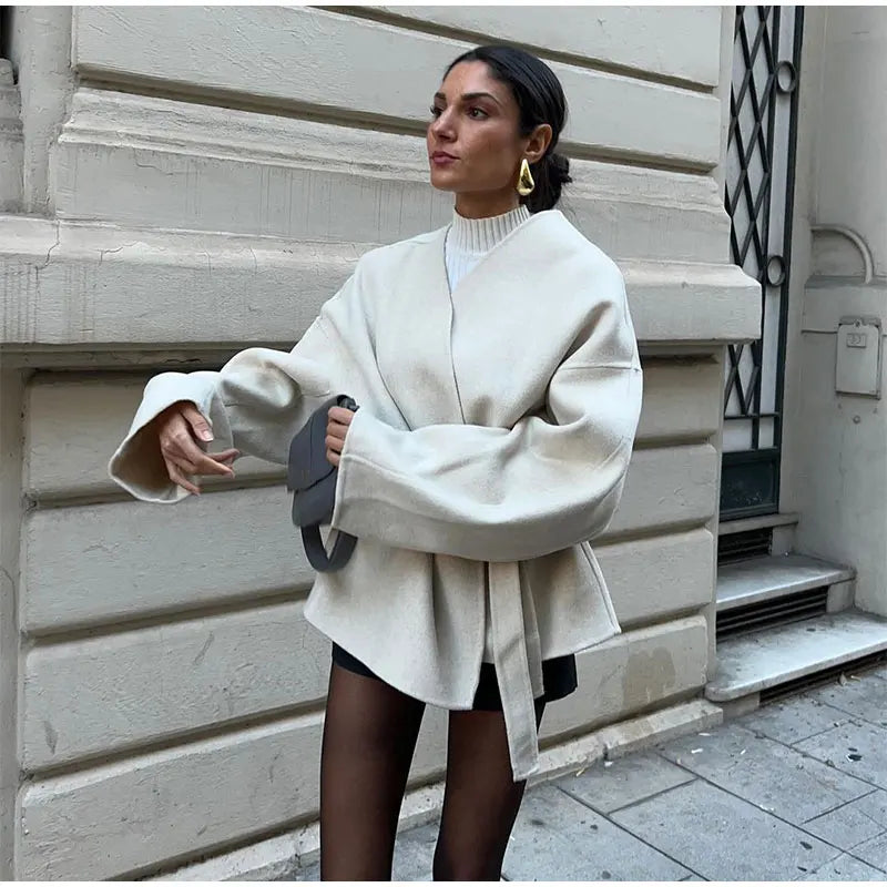 Charlotte | Modern Style Wool V-neck Coat