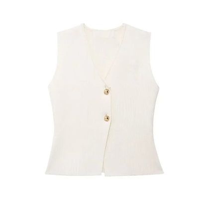 Chic Off-Center Sleeveless Vest