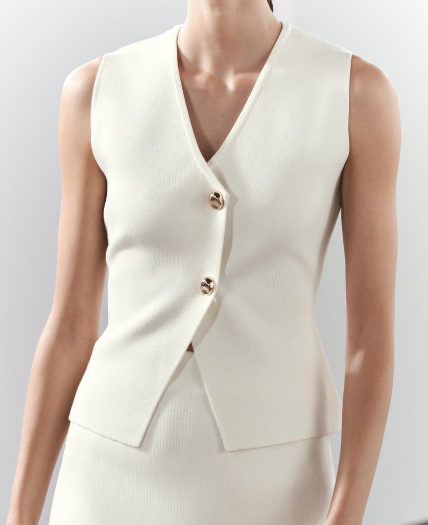 Chic Off-Center Sleeveless Vest