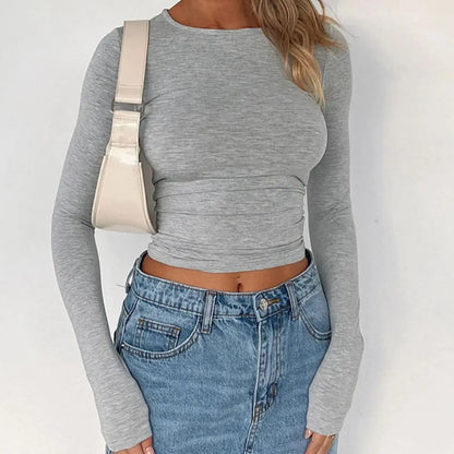 Ladies' Fit Crew Neck Long Sleeve Shirt