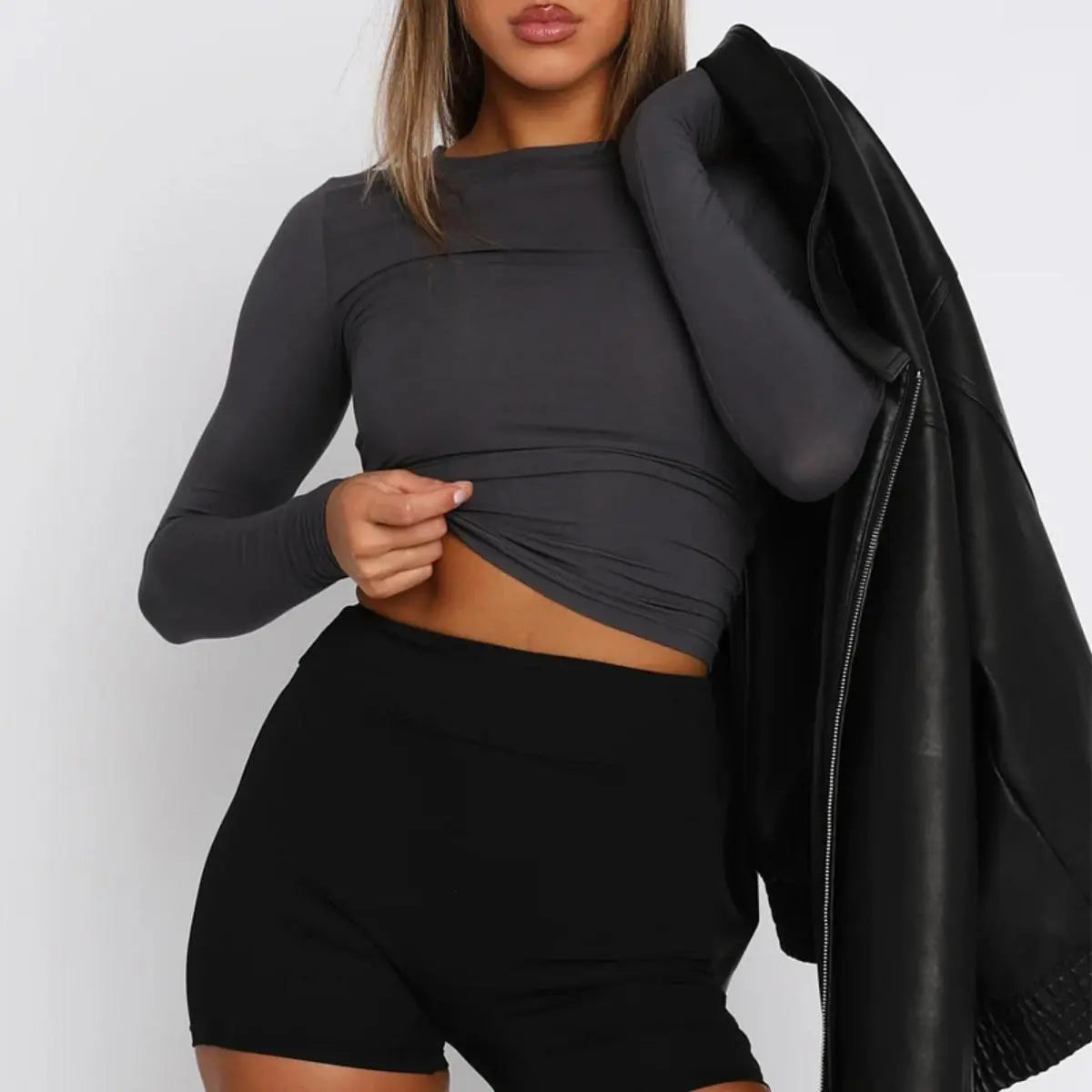 Ladies' Fit Crew Neck Long Sleeve Shirt