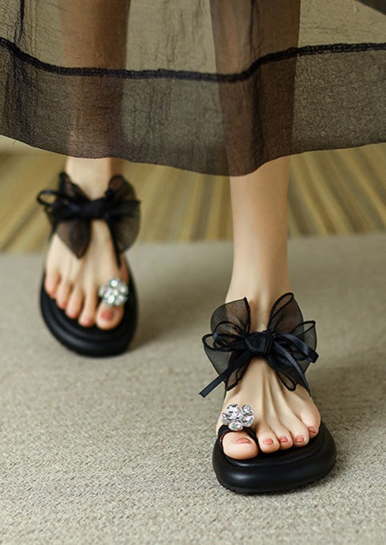 Comfortable Flat Sandals with Bows for Women - Luxivelle