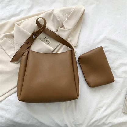 Large Leather Tote Bag with Pocket