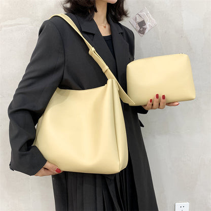 Large Leather Tote Bag with Pocket