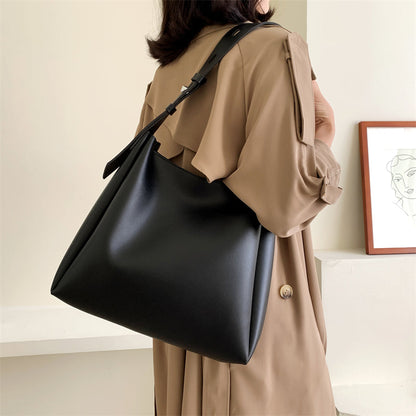 Large Leather Tote Bag with Pocket