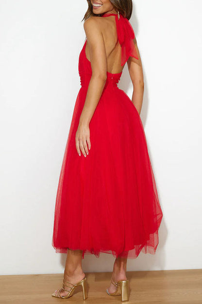 Ladies Formal Halter Neck Wedding Guest Dress