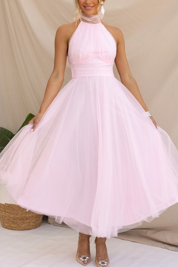 Ladies Formal Halter Neck Wedding Guest Dress - Luxivelle
