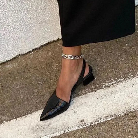 Classic Low Heel Sling Shoes - Luxivelle