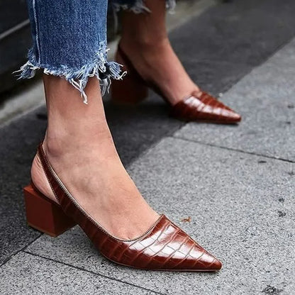 Classic Low Heel Sling Shoes