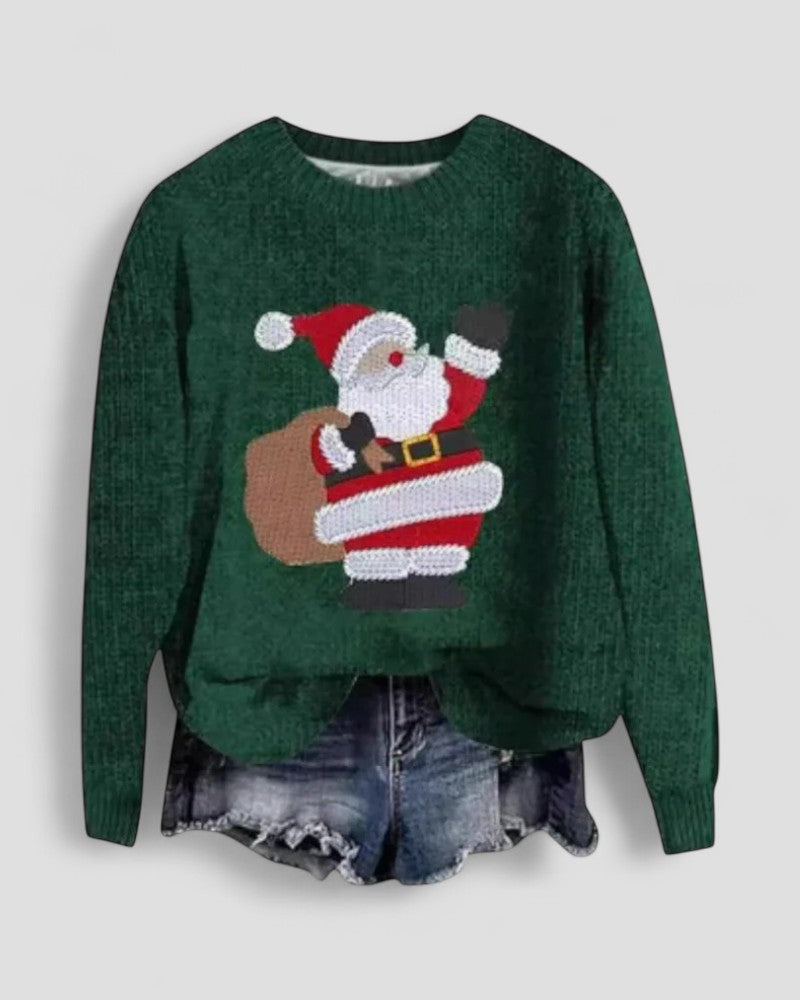 Women Long Sleeve Christmas Santa Knit Sweater 1