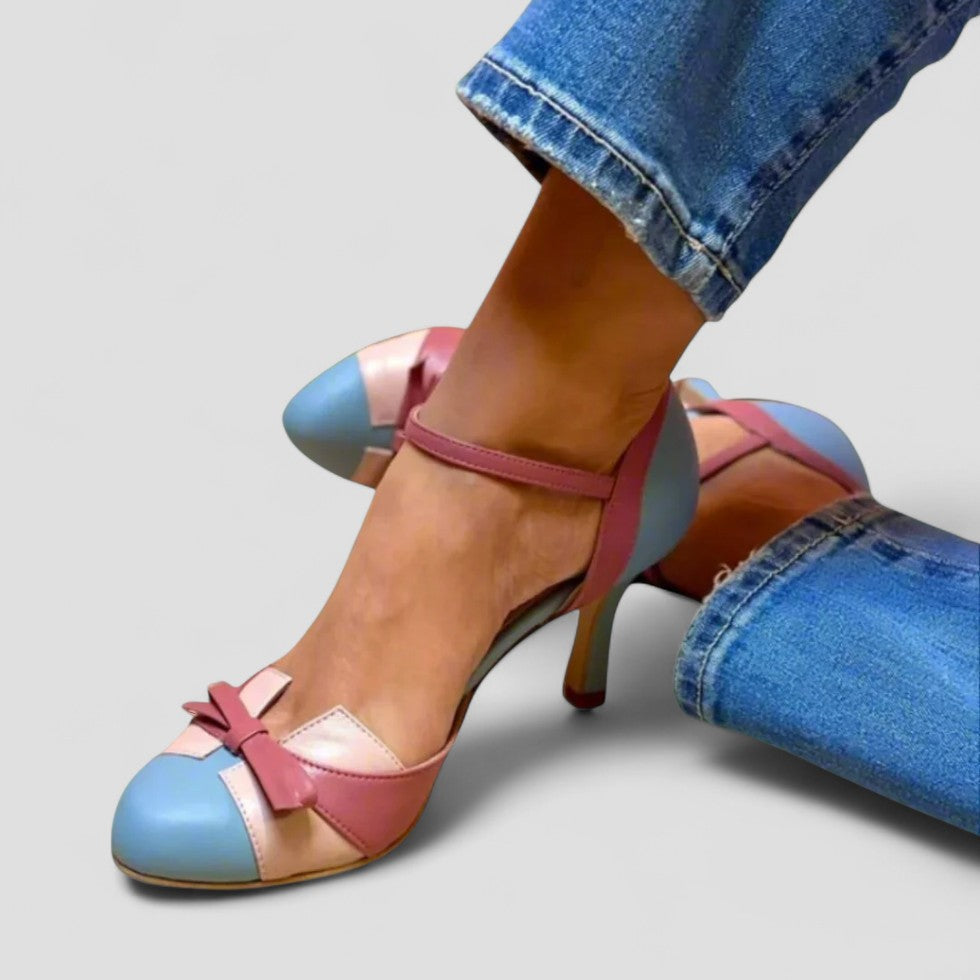 Women Orthopedic Leather Pumps with Bow Detail 1