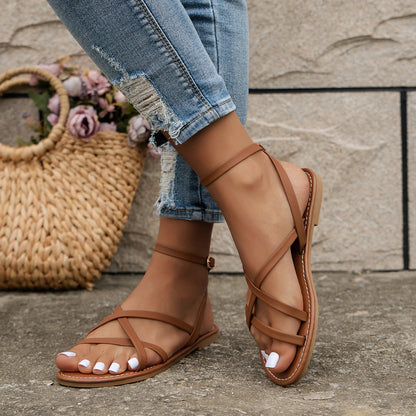 Ladies Genuine Leather Flat Summer Sandals