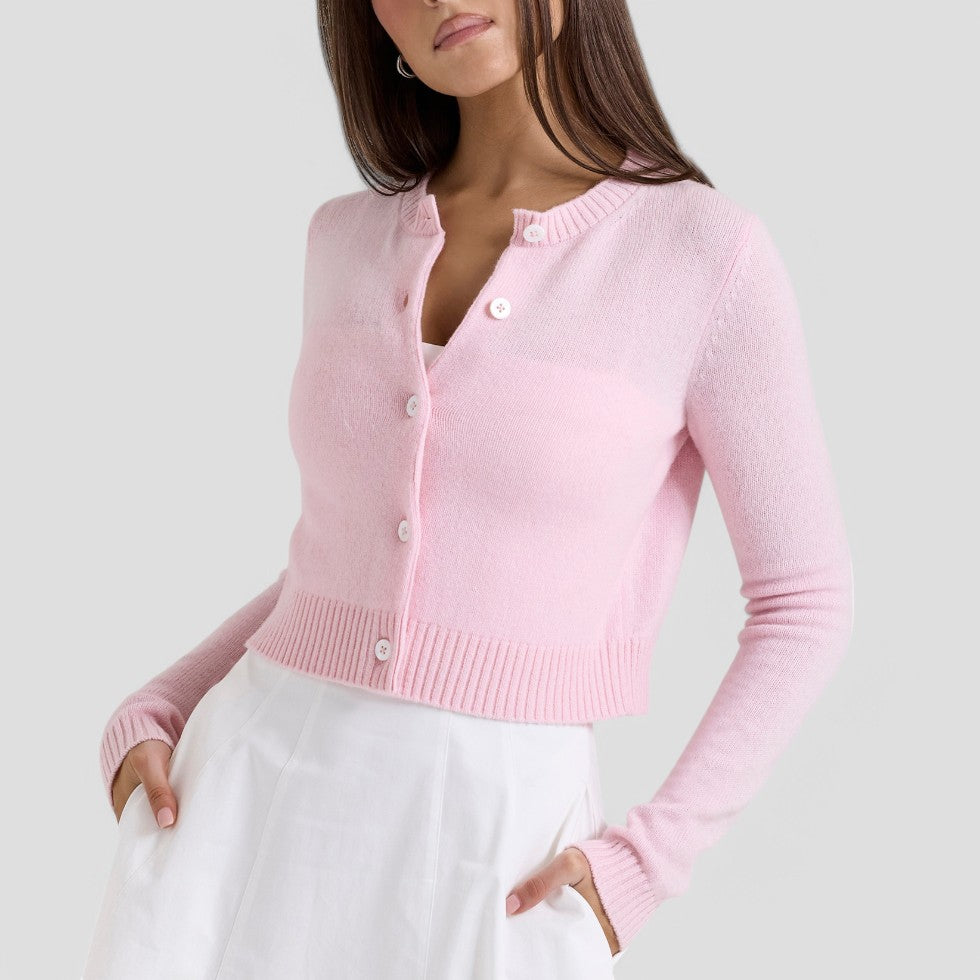 Women's Cropped Knit Cardigan Soft Knitwear Spring Style 0
