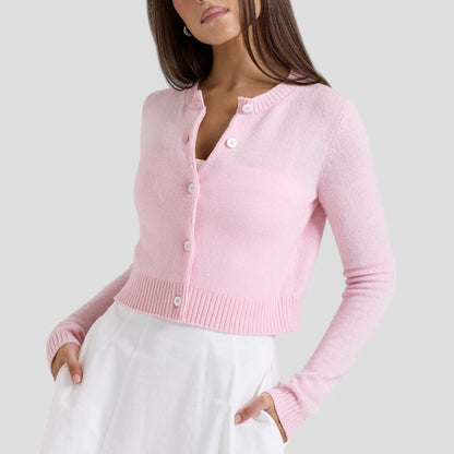 Women's Cropped Knit Cardigan Soft Knitwear Spring Style 0