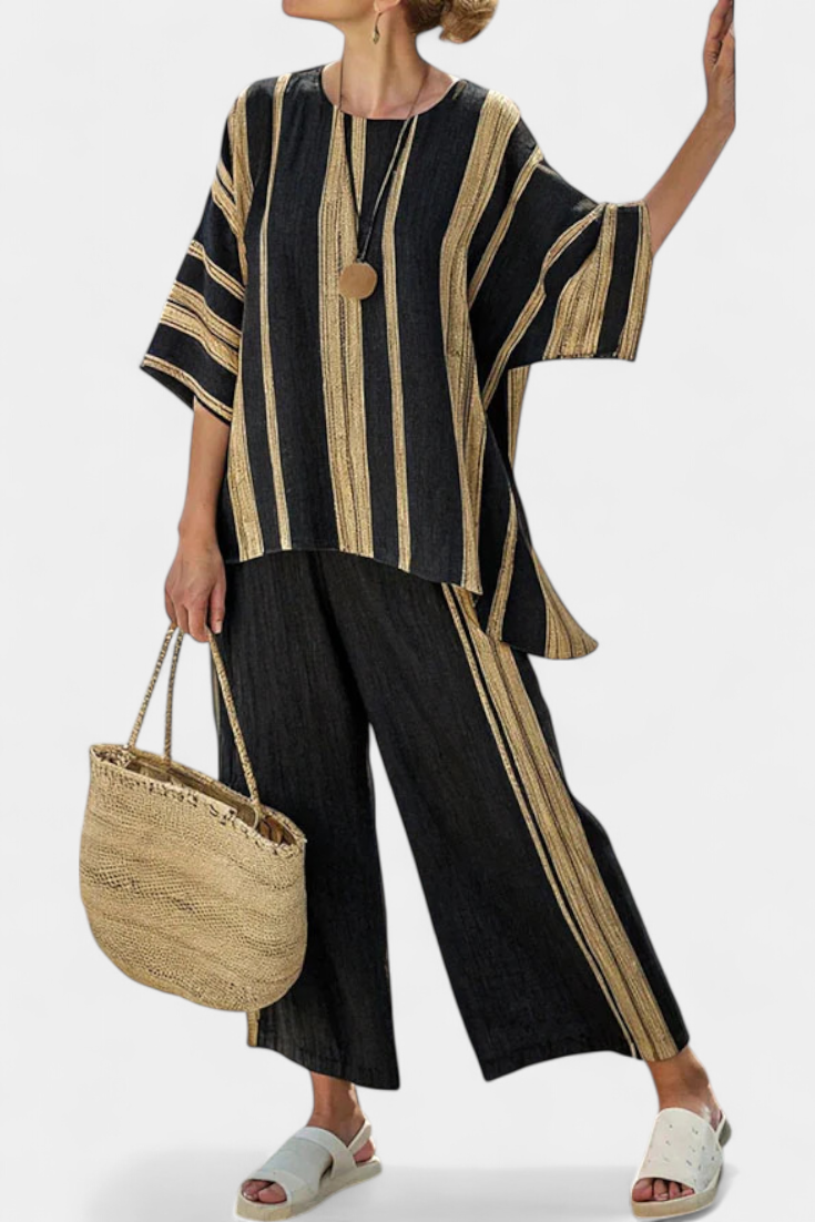 Women's Loungewear Set | Oversized Striped Two Piece Set 1