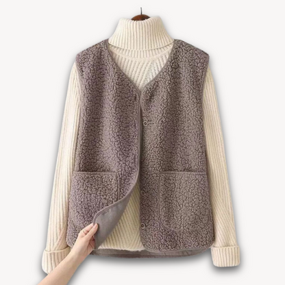 Women's Sherpa Fleece Vest - Soft Plush Sleeveless Jacket with Pockets - Casual Winter Wear 2