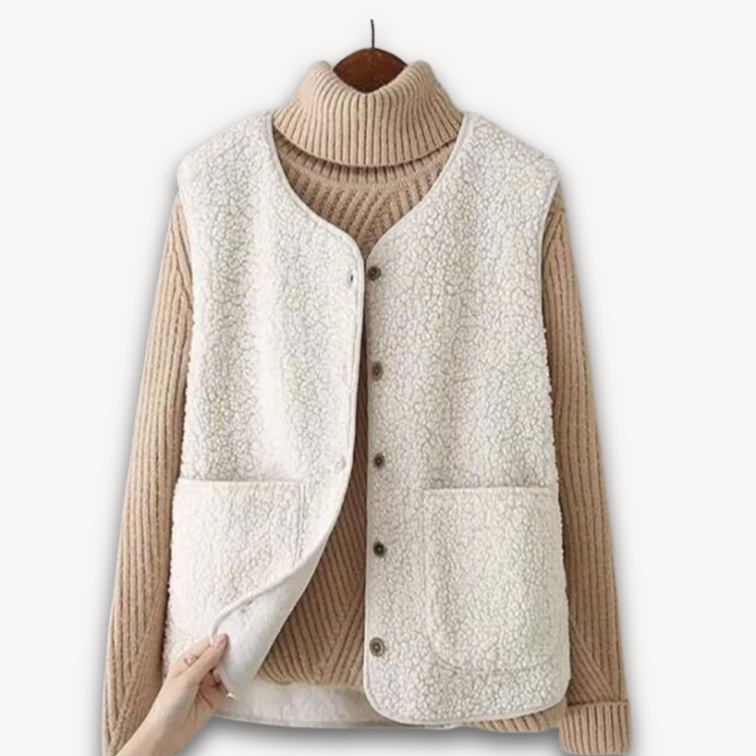 Women's Sherpa Fleece Vest - Soft Plush Sleeveless Jacket with Pockets - Casual Winter Wear 3