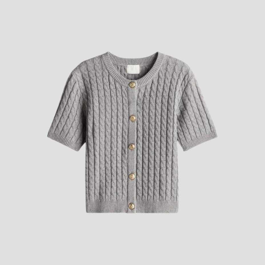 Women's Short Sleeve Knitted Cardigan with Button Closure 5