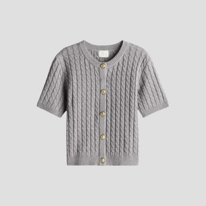 Women's Short Sleeve Knitted Cardigan with Button Closure 5