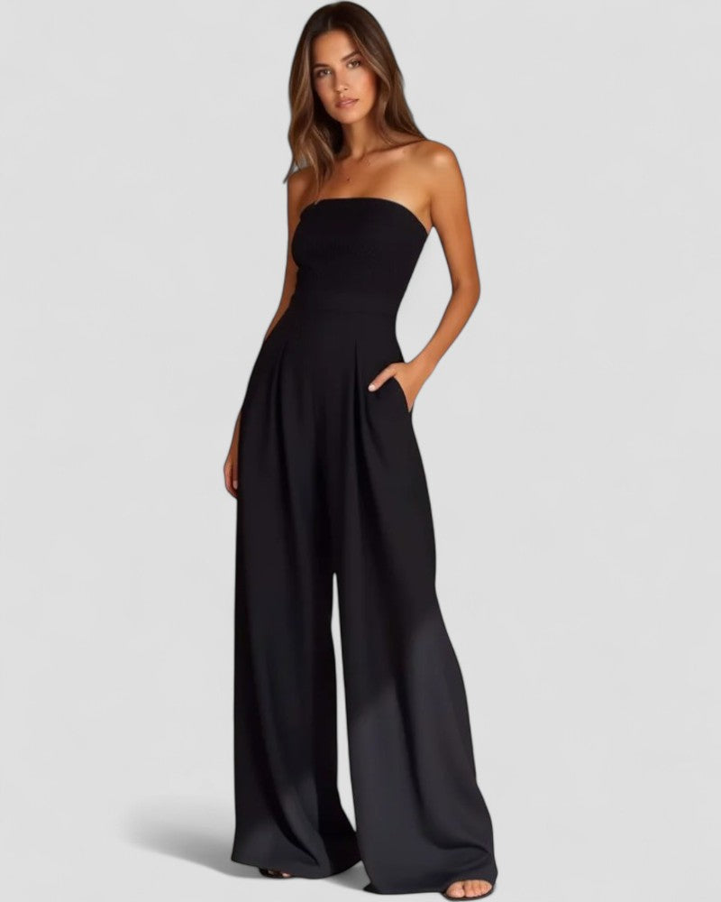 Women’s Strapless Wide Leg Jumpsuit with Pockets 2