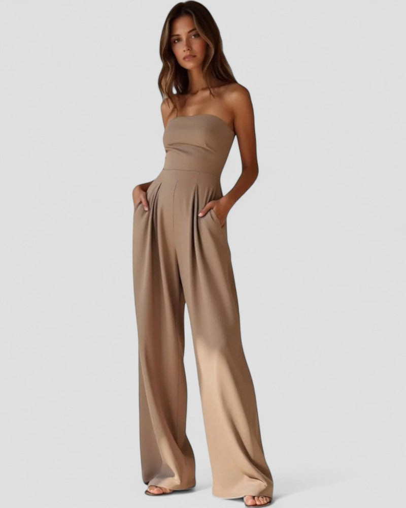 Women’s Strapless Wide Leg Jumpsuit with Pockets 4
