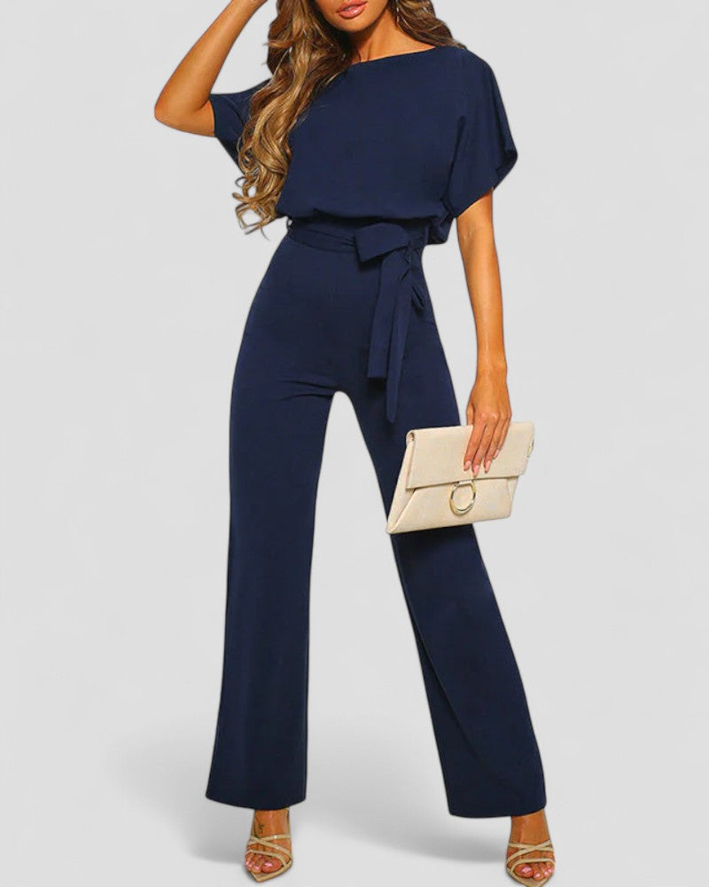 Women's Wide Leg Jumpsuit with Tie Waist Detail 2