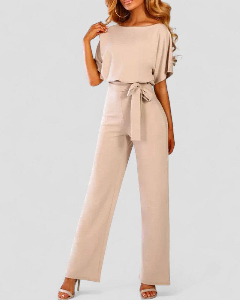 Women's Wide Leg Jumpsuit with Tie Waist Detail 6