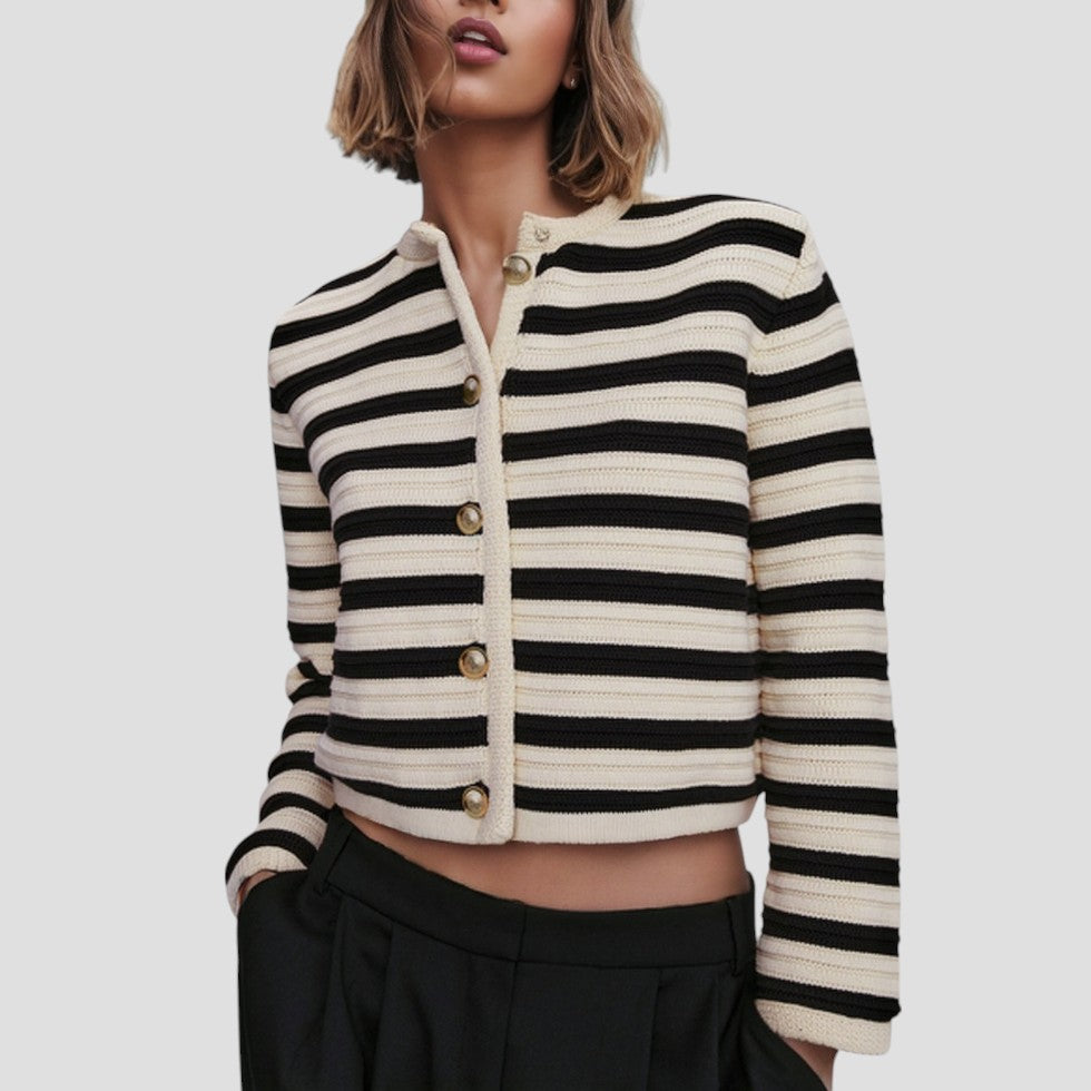 Women's striped cardigan with buttons 0