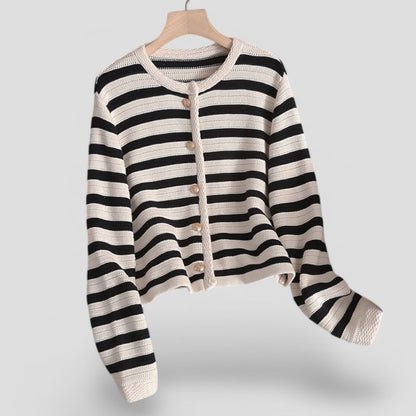 Women's striped cardigan with buttons 1