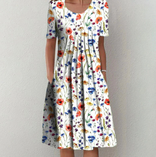 Colorful Floral Midi Summer Dress for Women - Luxivelle