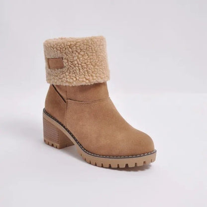 Ladies Low Heel Ankle Boots Cuffed Winter Style