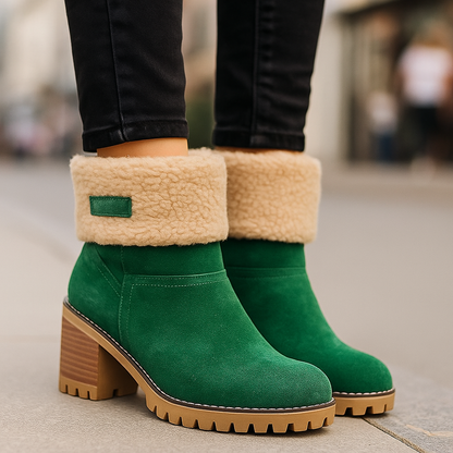 Ladies Low Heel Ankle Boots Cuffed Winter Style