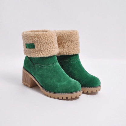 Ladies Low Heel Ankle Boots Cuffed Winter Style