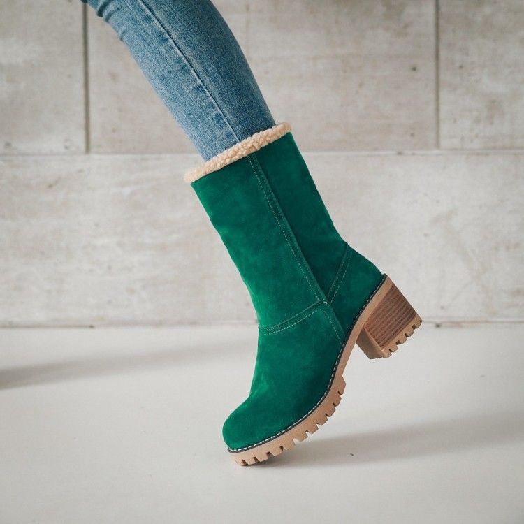 Ladies Low Heel Ankle Boots Cuffed Winter Style