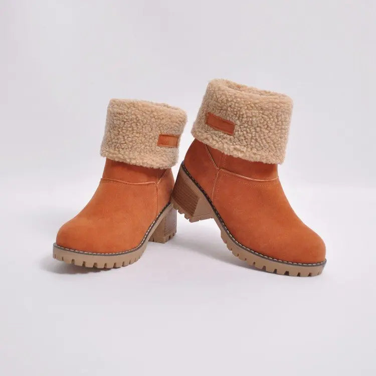 Ladies Low Heel Ankle Boots Cuffed Winter Style