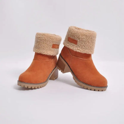 Ladies Low Heel Ankle Boots Cuffed Winter Style