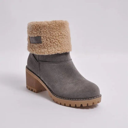 Ladies Low Heel Ankle Boots Cuffed Winter Style