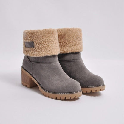 Ladies Low Heel Ankle Boots Cuffed Winter Style