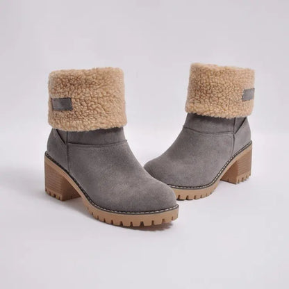 Ladies Low Heel Ankle Boots Cuffed Winter Style