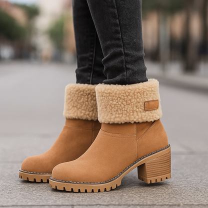 Ladies Low Heel Ankle Boots Cuffed Winter Style