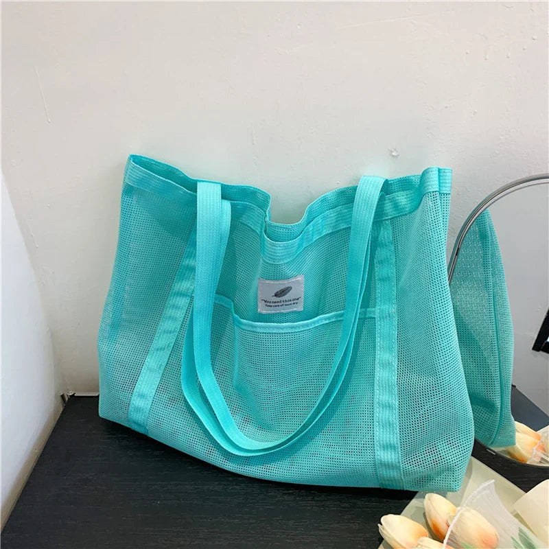 Large Summer Mesh Beach Shoulder Bag - Luxivelle