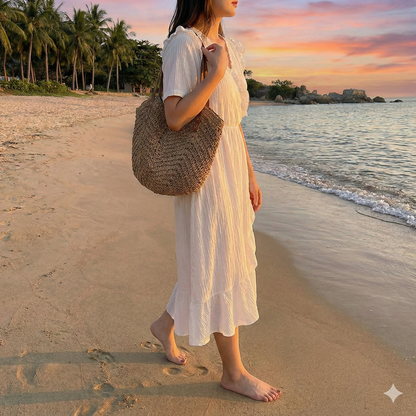 Large Summer Tote Woven Beach Bag