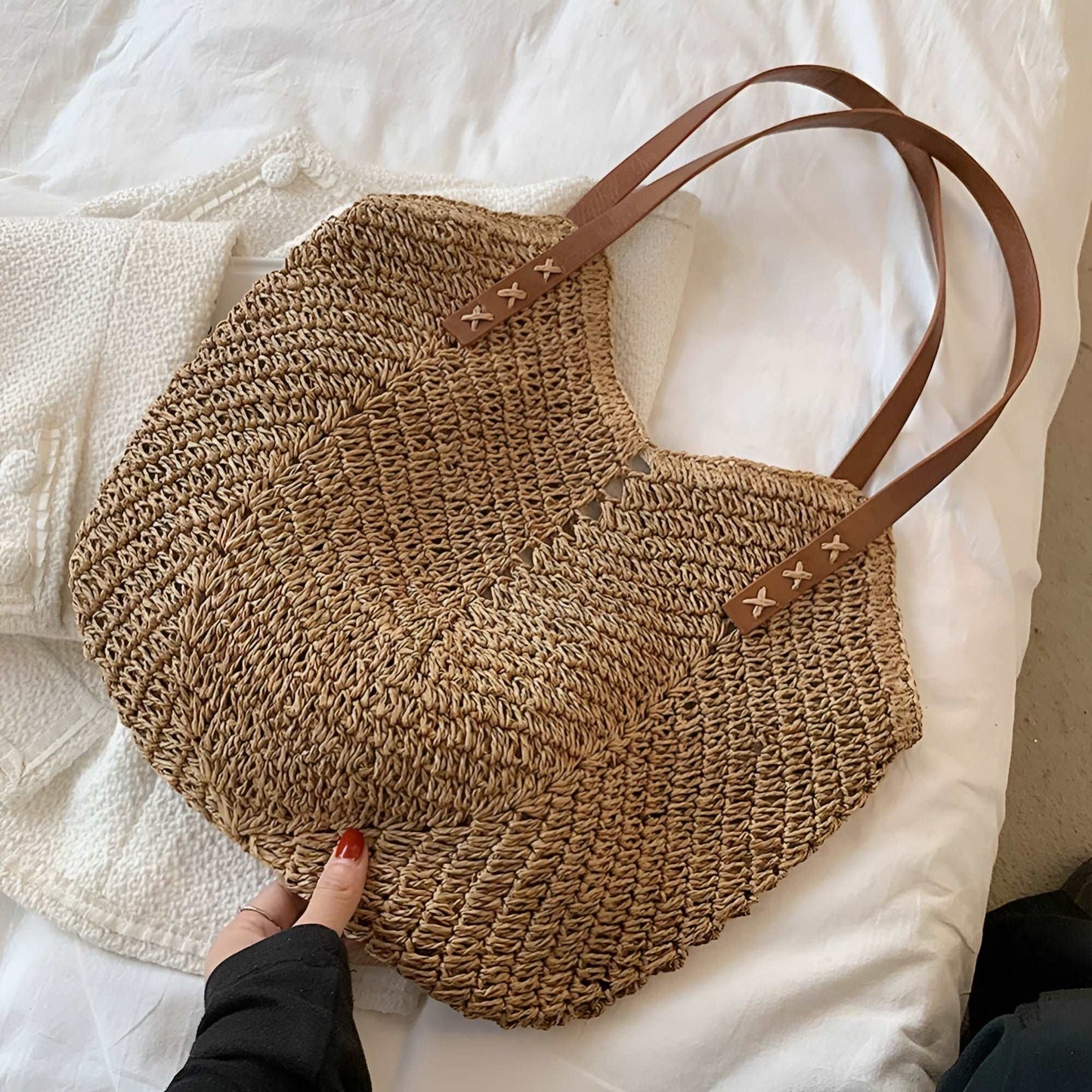 Large Summer Tote Woven Beach Bag